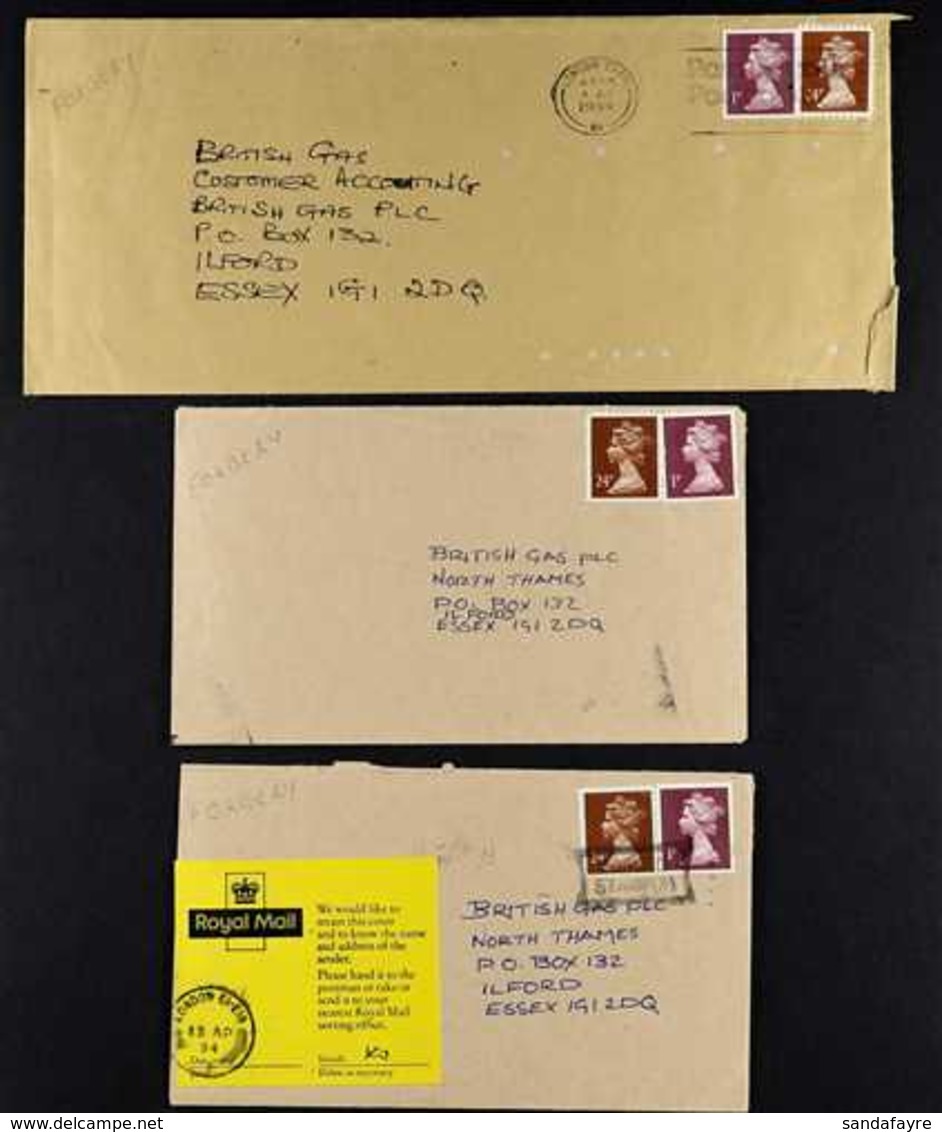 1990's MACHIN FORGERIES ON COVERS. An Interesting Trio Of Covers, Each Franked With 1p Machin & 24p Machin Forgery, One  - Otros & Sin Clasificación