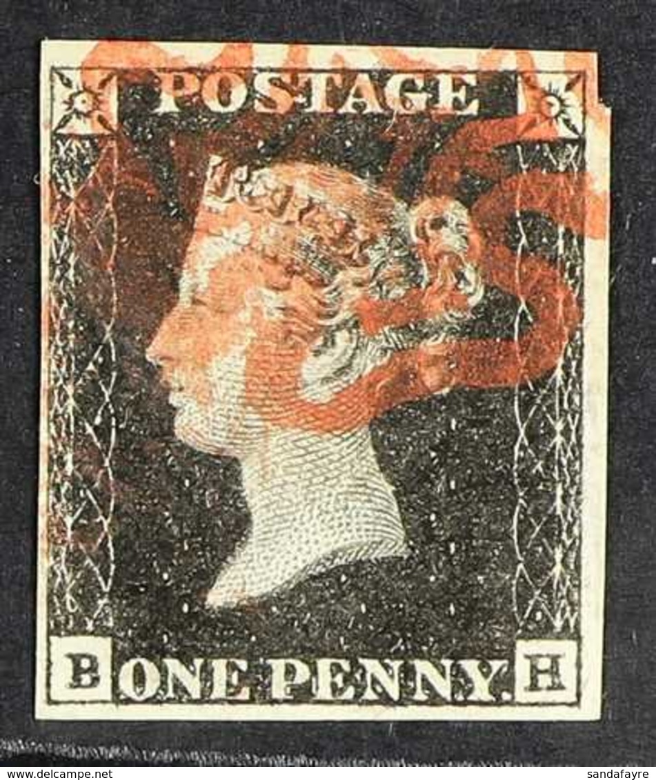 1840 1d Black 'BH' Plate 1a, SG 2, Fine Used With 4 Margins & Neat Red MC Cancellation. For More Images, Please Visit Ht - Non Classés