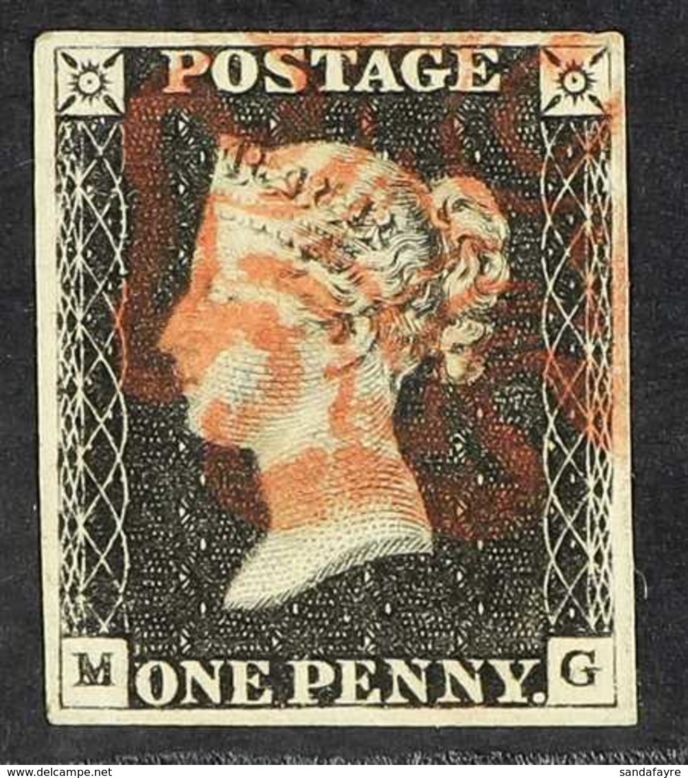 1840 1d Black 'MG' Plate 6, SG 2, Very Fine Used With 4 Neat Margins & Red MC Cancellation. For More Images, Please Visi - Non Classés