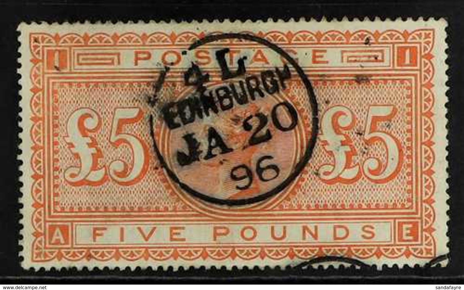 1867 £5 Orange On White Paper, SG 137, Fine Used With Full Perfs All Round, Well Centered With Good Colour And Just Slig - Andere & Zonder Classificatie