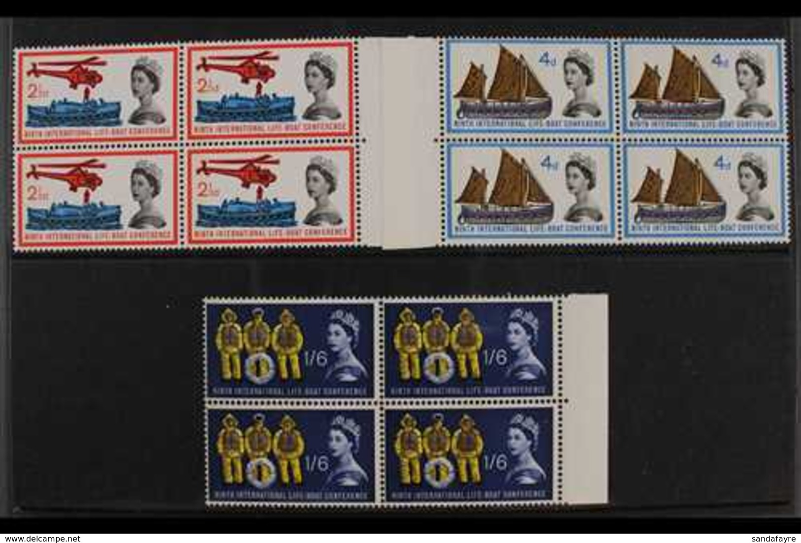 1963 Lifeboat Conference Phosphor Complete Set, SG 639p/41p, Superb Never Hinged Mint Marginal BLOCKS Of 4, Very Fresh.  - Andere & Zonder Classificatie