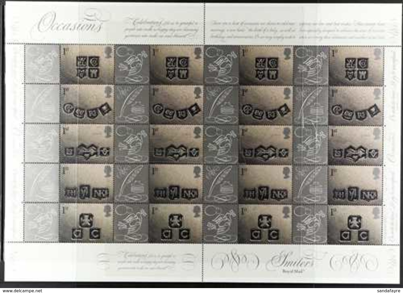 2001 Occasions Ingots Complete Smilers Sheet Of 20 Stamps With Labels, SG LS4, Superb Never Hinged Mint, Retail £120. Fo - Autres & Non Classés