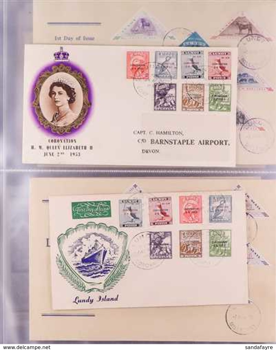 LUNDY ISLAND 1953-1977 COVERS COLLECTION In Transparent Sleeves In An Album That Includes FDC's With Two Different Coron - Autres & Non Classés
