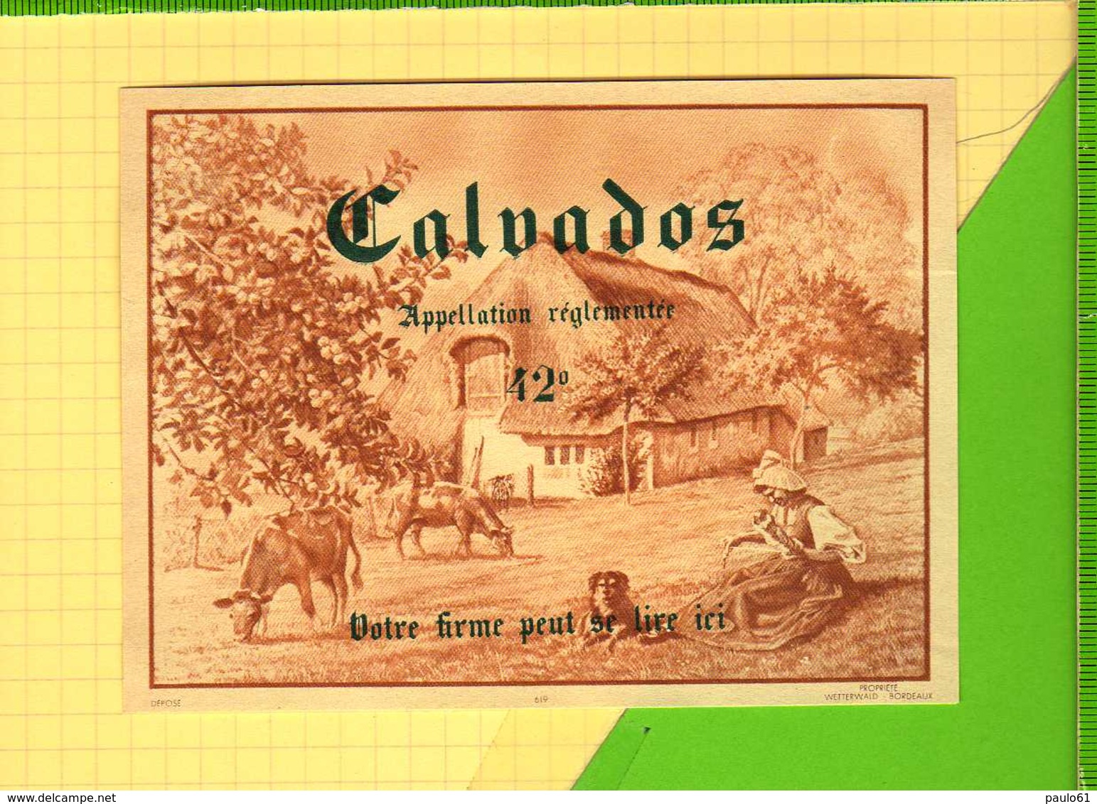 Etiquette CALVADOS Ferme Vaches - Rhum