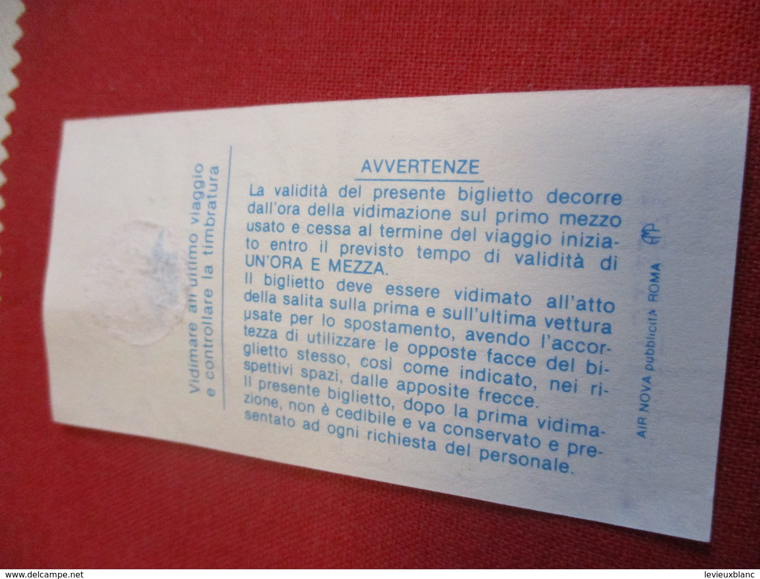 BUS/ 1  Ticket Ancien Usagé/ATAC /Azienda Tranvie Autobus Comune Di ROMA/ ROME/Octobre 1991           TCK138 - Europe