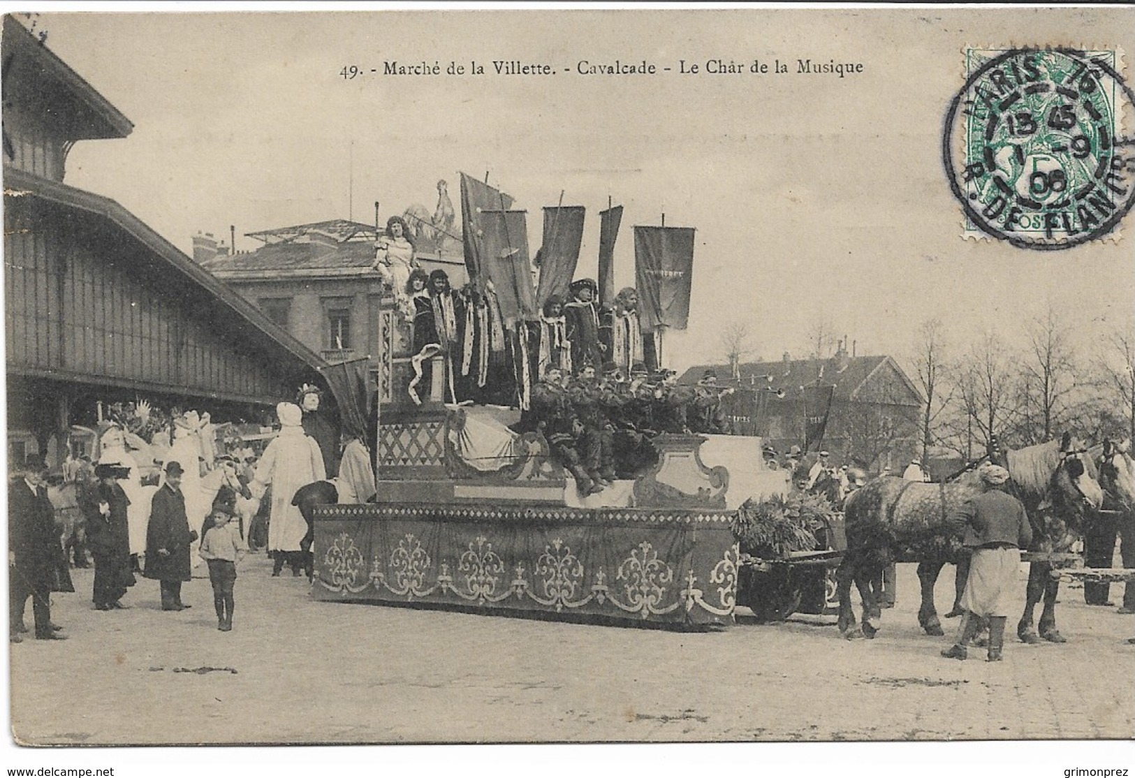 CPA PARIS XIX ème Arrondt    Abattoirs -Marché De La Villette -Cavalcade -Le Char De La Musique N°49 - Arrondissement: 19