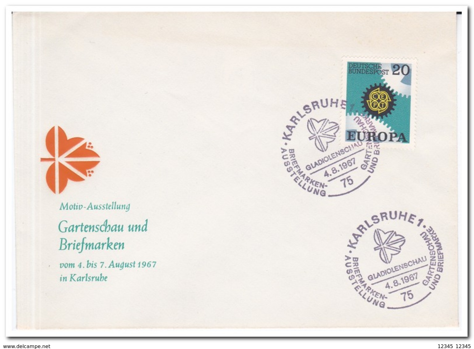 Duitsland 1967, Karlsruhe Garden Show And Postage Stamp, Gladiolus Show - Brieven En Documenten