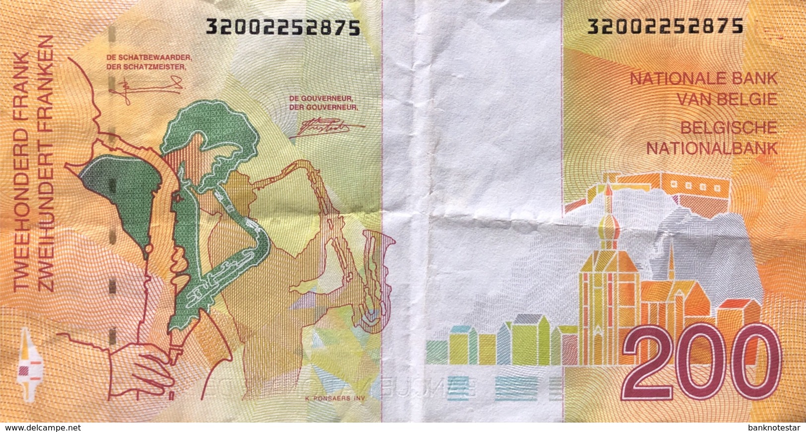 Belgium 200 Francs, P-148 (1995) - Very Fine - Sonstige & Ohne Zuordnung