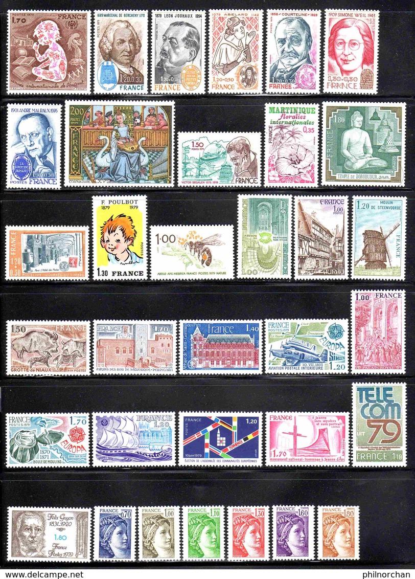 France 1979 Année Complète Neuve** (sauf Roulettes N°2062/63)  TB  Ex. N°1   8 €  (cote 42 €   45 Valeurs) - 1970-1979