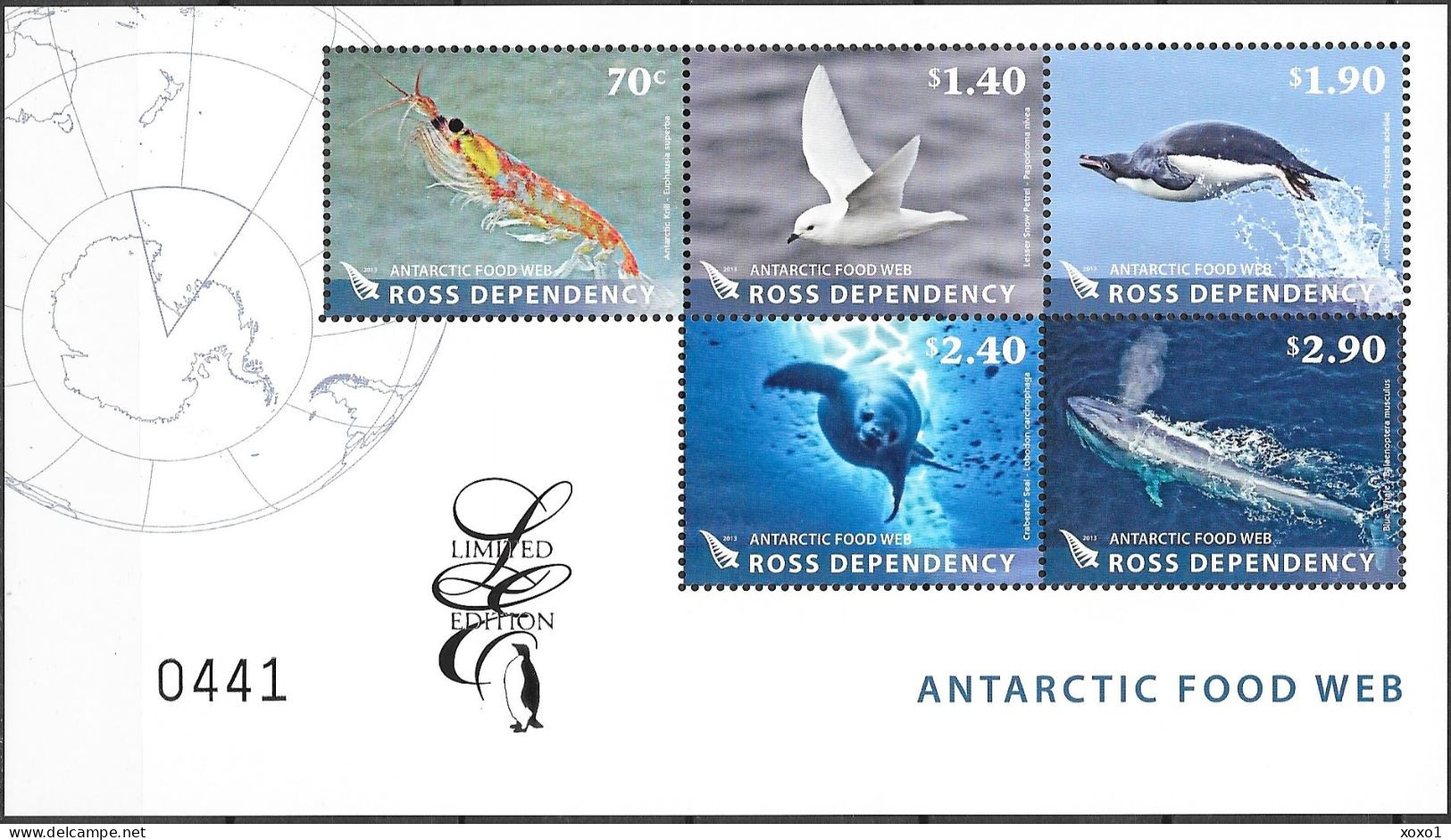 Ross 2013 NEW ZEALAND MiNr. 134 - 138 (Block 10) ANIMALS MARINE MAMMALS WHALES BIRDS  FOLDER RR MNH **  150,00 € - Ongebruikt