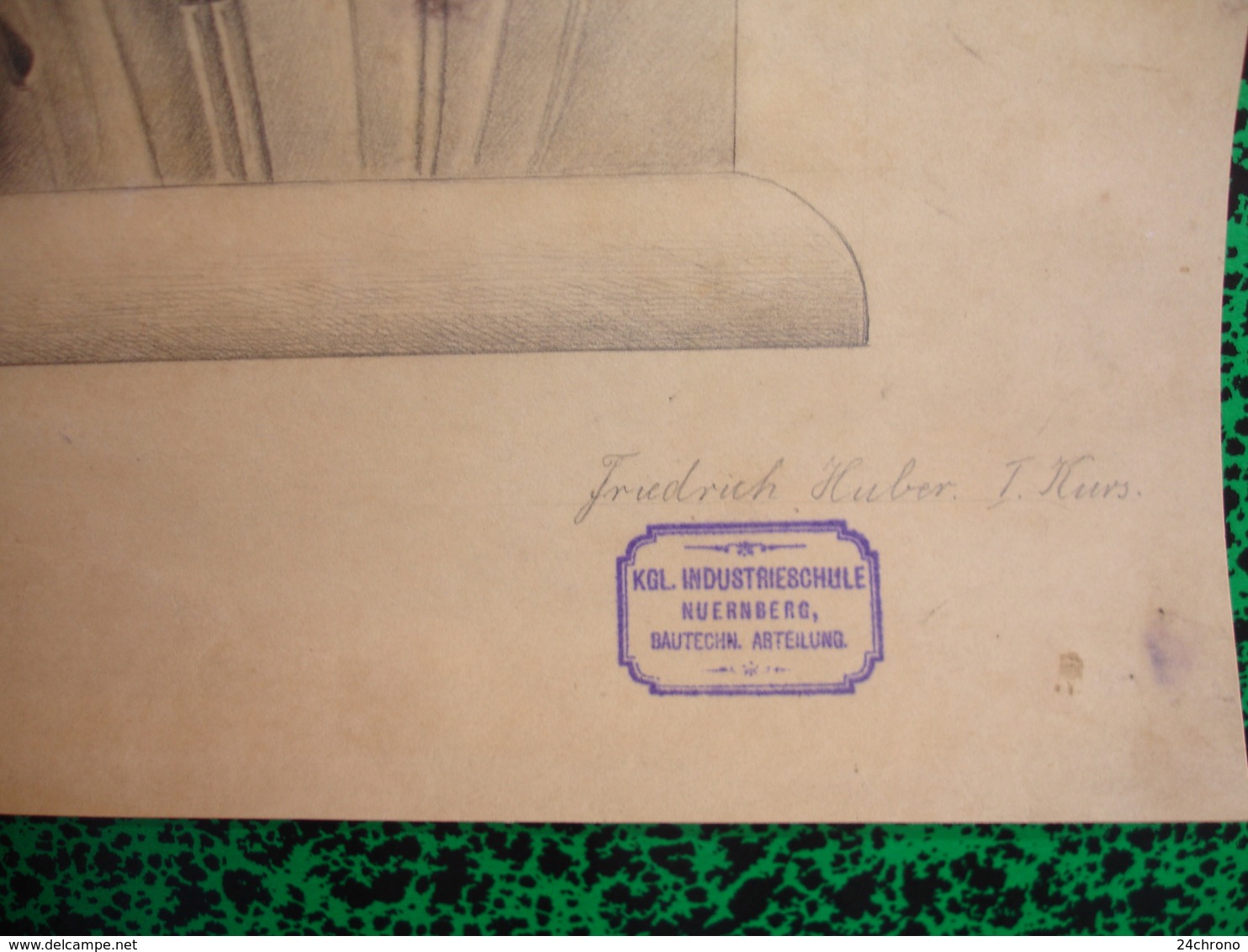 Kgl. Industrieschulen, Nuernberg, Bautechn. Abteilung., 1903, Friedrich Huber, Fusain, Feuilles D'Acanthe (20-397) - Pastelli