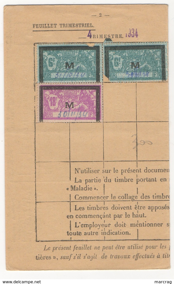 FEUILLET TRIMESTRIEL AVEC MERSON POUR LA SECU - Used Stamps