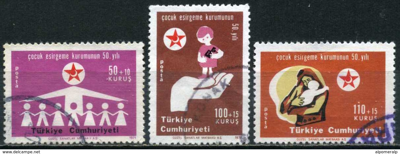 Turkey 1971 - Mi. 2226-28 O, 50th Ann.of The Society For Protection Of Children - Gebraucht