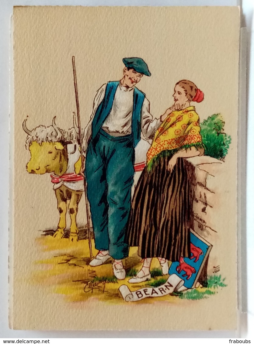 BEARN - FOLKLORE - COSTUME - COIFFES - BOEUFS - COUPLE - BLASON - ILLUSTRATION NAUDY - BARRE DAYEZ 1186 T - Naudy