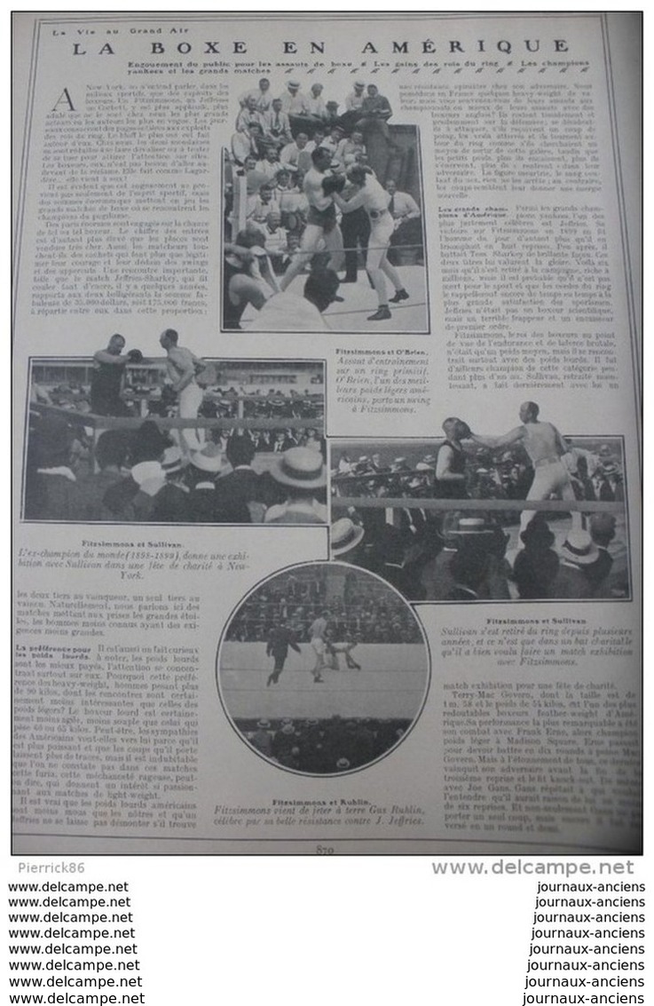 1906 L'ART DU COUP DE PIED AU RUGBY -  BOXE DERNIER ASSAUT DE SULLIVAN - BOXE EN AMERIQUE - CERCLE HOCHE - LUTTE