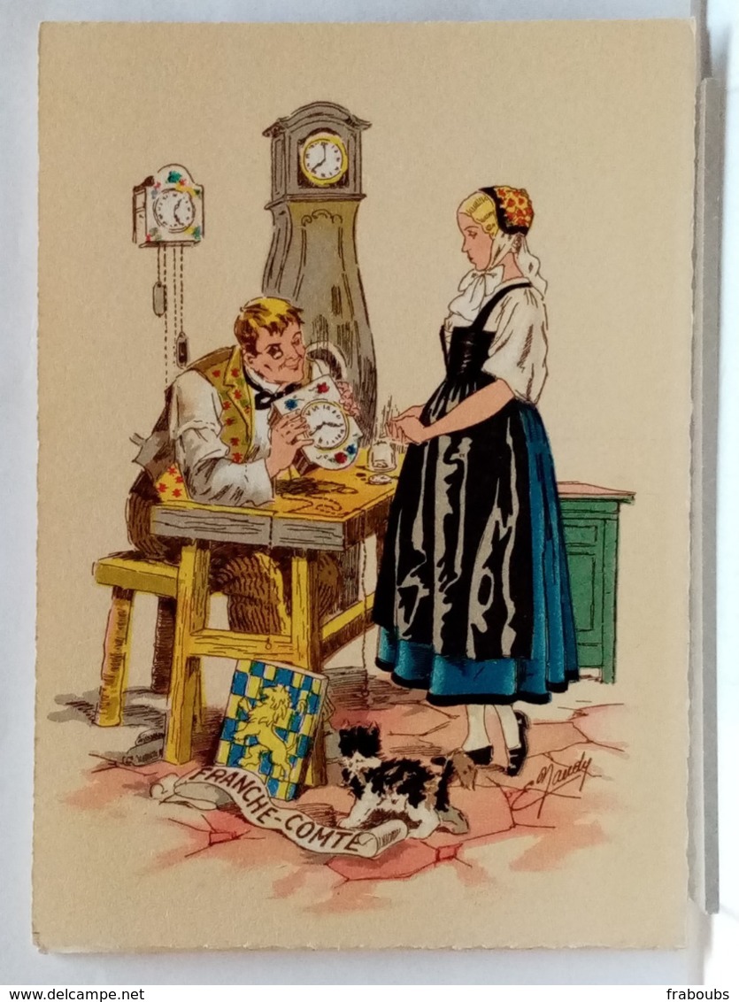 FRANCHE COMTE - FOLKLORE - COSTUME - COIFFE - CHAT - HORLOGE - COUPLE - BLASON - ILLUSTRATION NAUDY - BARRE DAYEZ 1187 G - Naudy