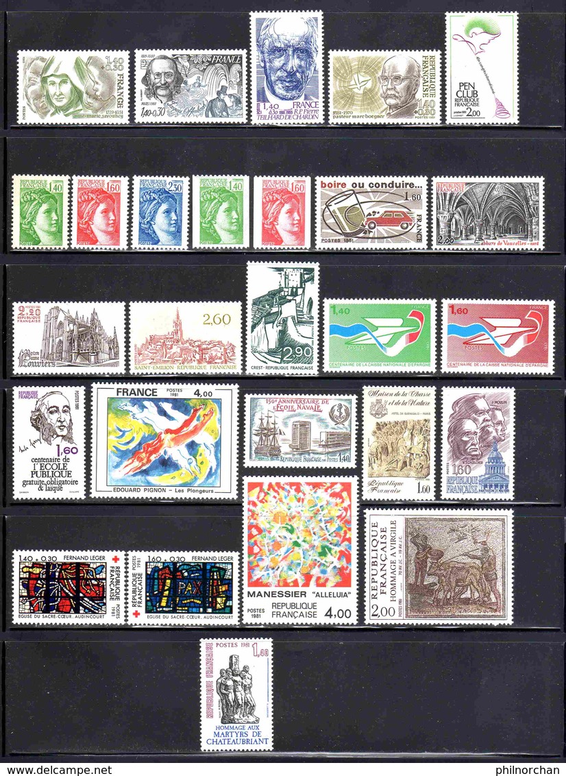 France 1981 Année Complète Neuve** (sauf N°2145 Et 2173)  TB     13,30 €  (cote 67,40 €   58 Valeurs) - 1980-1989