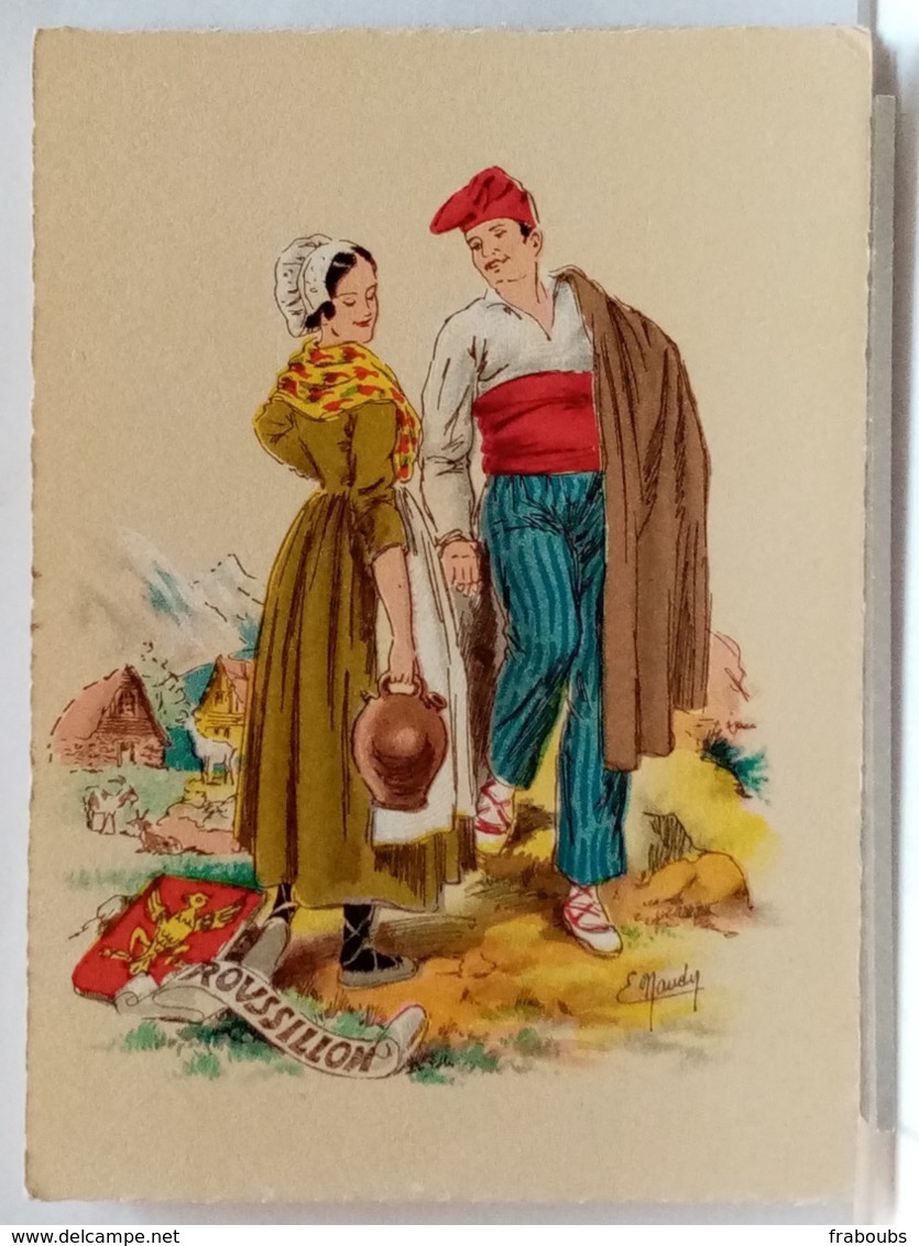 ROUSSILLON - FOLKLORE - COSTUME - COIFFE - COUPLE - BLASON - ILLUSTRATION NAUDY - BARRE DAYEZ 1187 N - Naudy