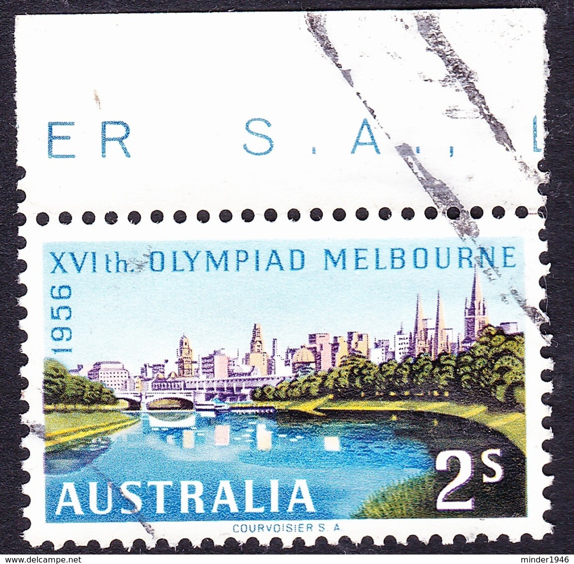 AUSTRALIA 1956 QEII 2/- Multicoloured Melbourne Olympics Gutter SG293 FU - Used Stamps