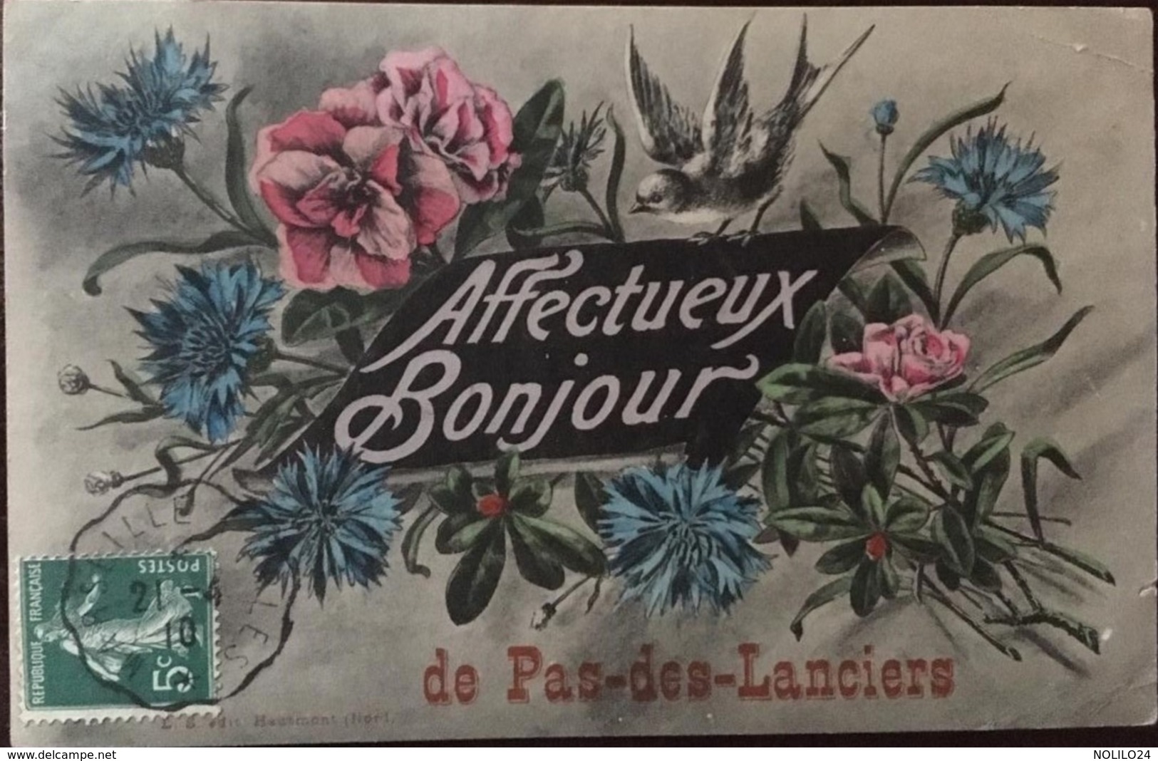 CPA, PAS Des LANCIERS (13, Bouches Du Rhône) Fantaisie, AFFECTUEUX BONJOUR DE PAS DES LANCIERS, 1910, éd Hautmont - Otros & Sin Clasificación