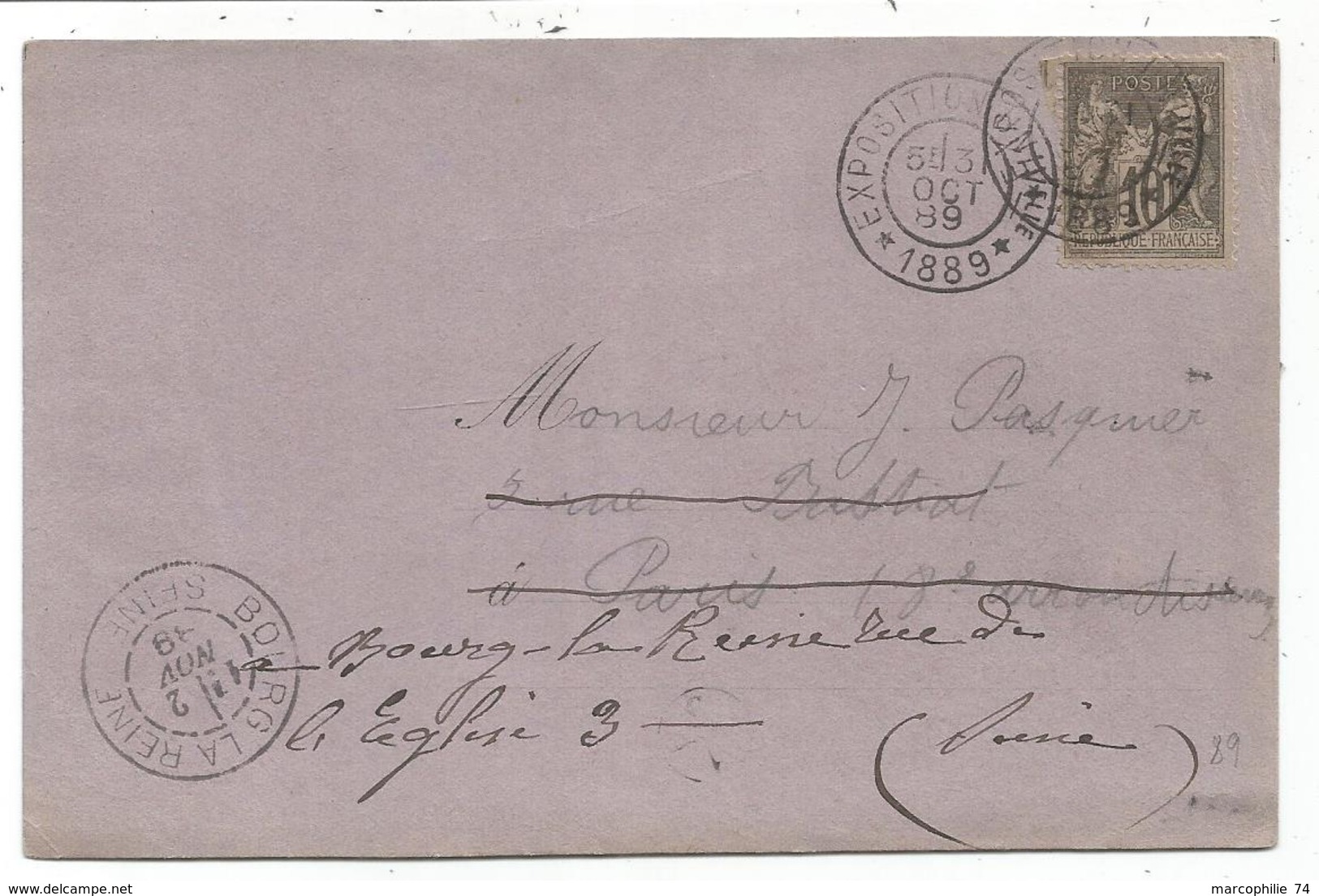 SAGE 10C DAGUIN TRACES DU PISTON PARIS EXPOSITION UNIVelle 31 OCT 1889 CARTE RARE E HANAU TOUR EIFFEL - 1877-1920: Periodo Semi Moderno