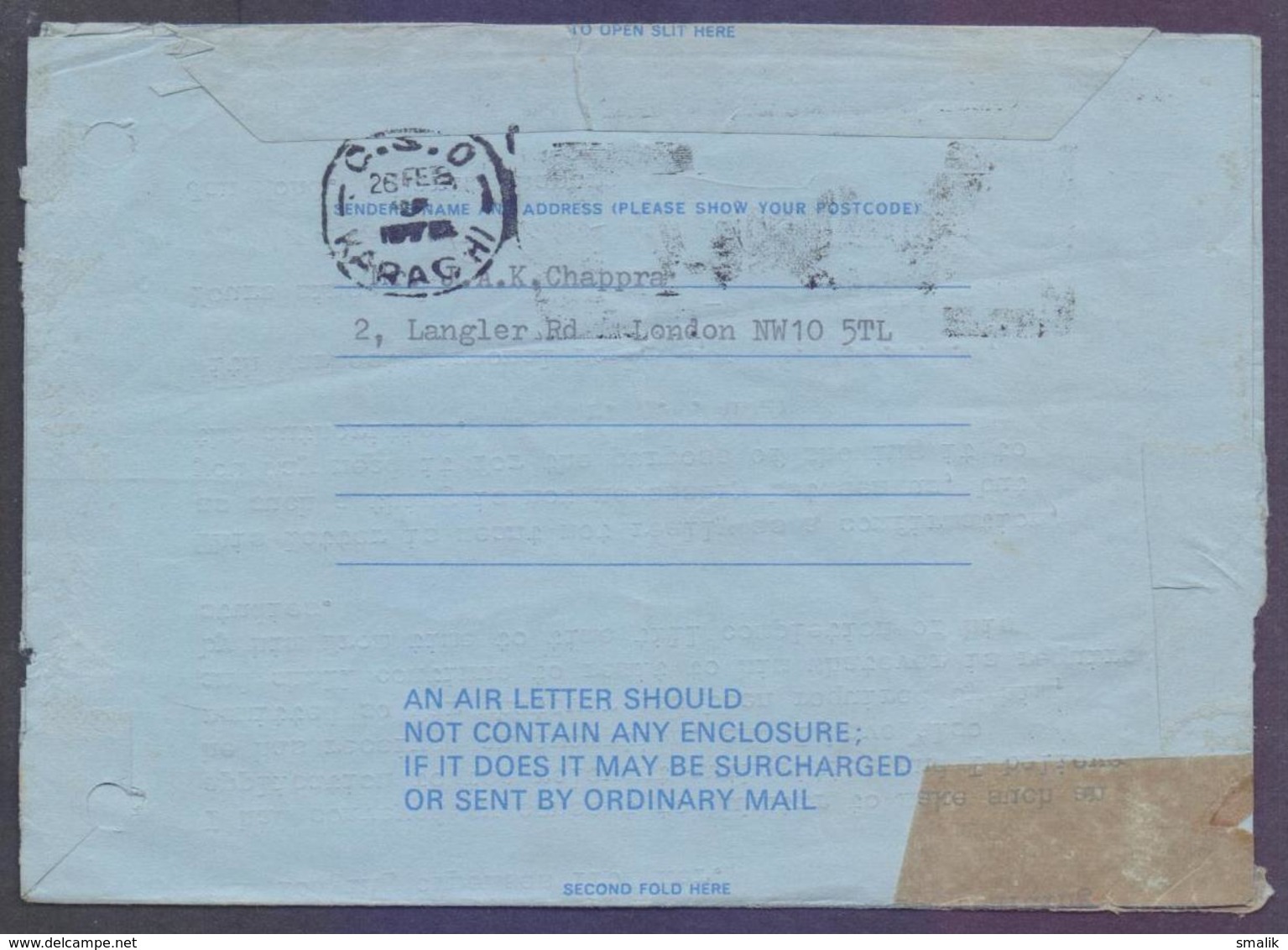 Great Britain UK GB Postal History - 10 1/2 P Aerogramme Stationery Used 25.2.1976 EXPRESS DELIVERY, As Per Image - Stamped Stationery, Airletters & Aerogrammes