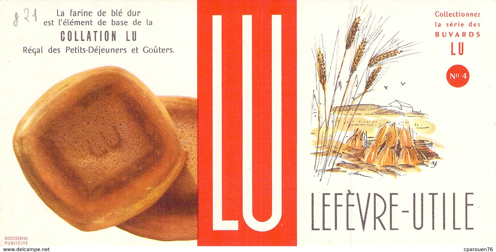 Ancien Buvard Collection COLLATION  LU BISCUIT LEFEVRE UTILE N°4 - Sucreries & Gâteaux
