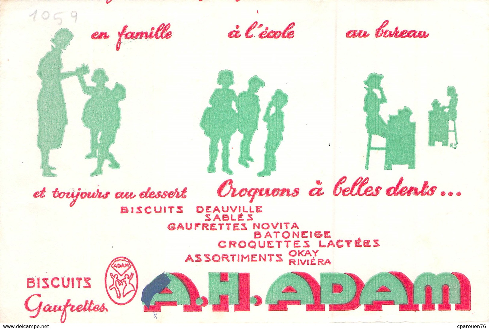 Ancien Buvard Publicité Pattisserie  BISCUITS DEAUVILLE SABLES GAUFRETTES A H ADAM - Sucreries & Gâteaux