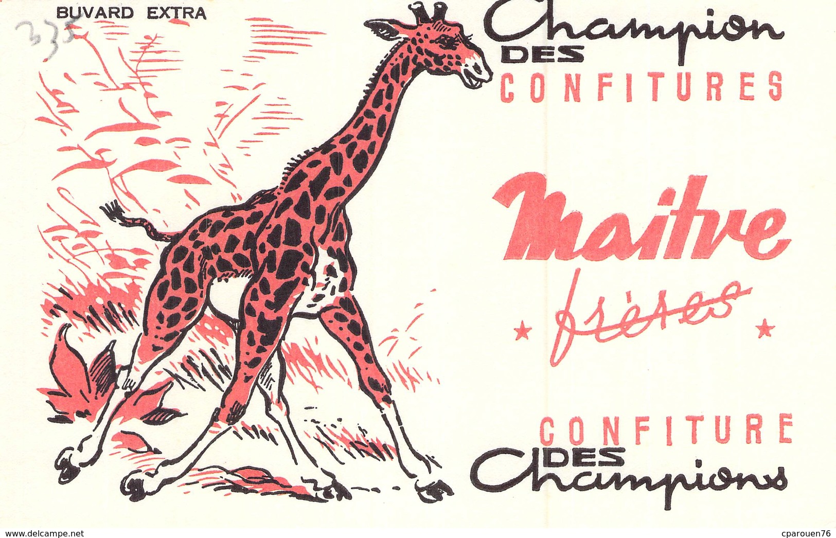 Ancien Buvard Collection CONFITURES MAITRE FRERES GIRAFE - C