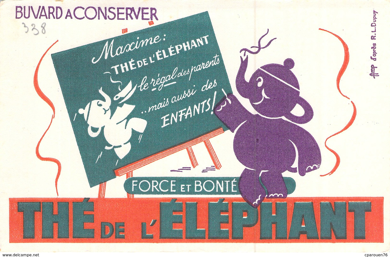 Ancien Buvard Collection THE DE L ELEPHANT D APRES DUPUY - Café & Thé