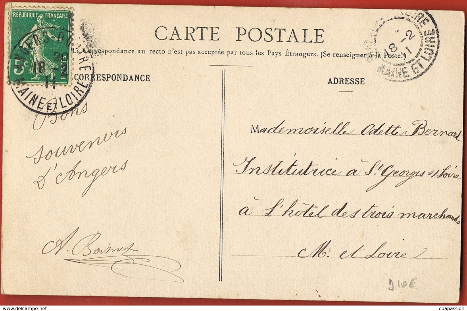 49 - ANGERS-Nos Bons Paysans-La Vie Aux Champs  - Cpa Circulée 1911 -scans Recto Verso-Paypal Sans Frais - Angers