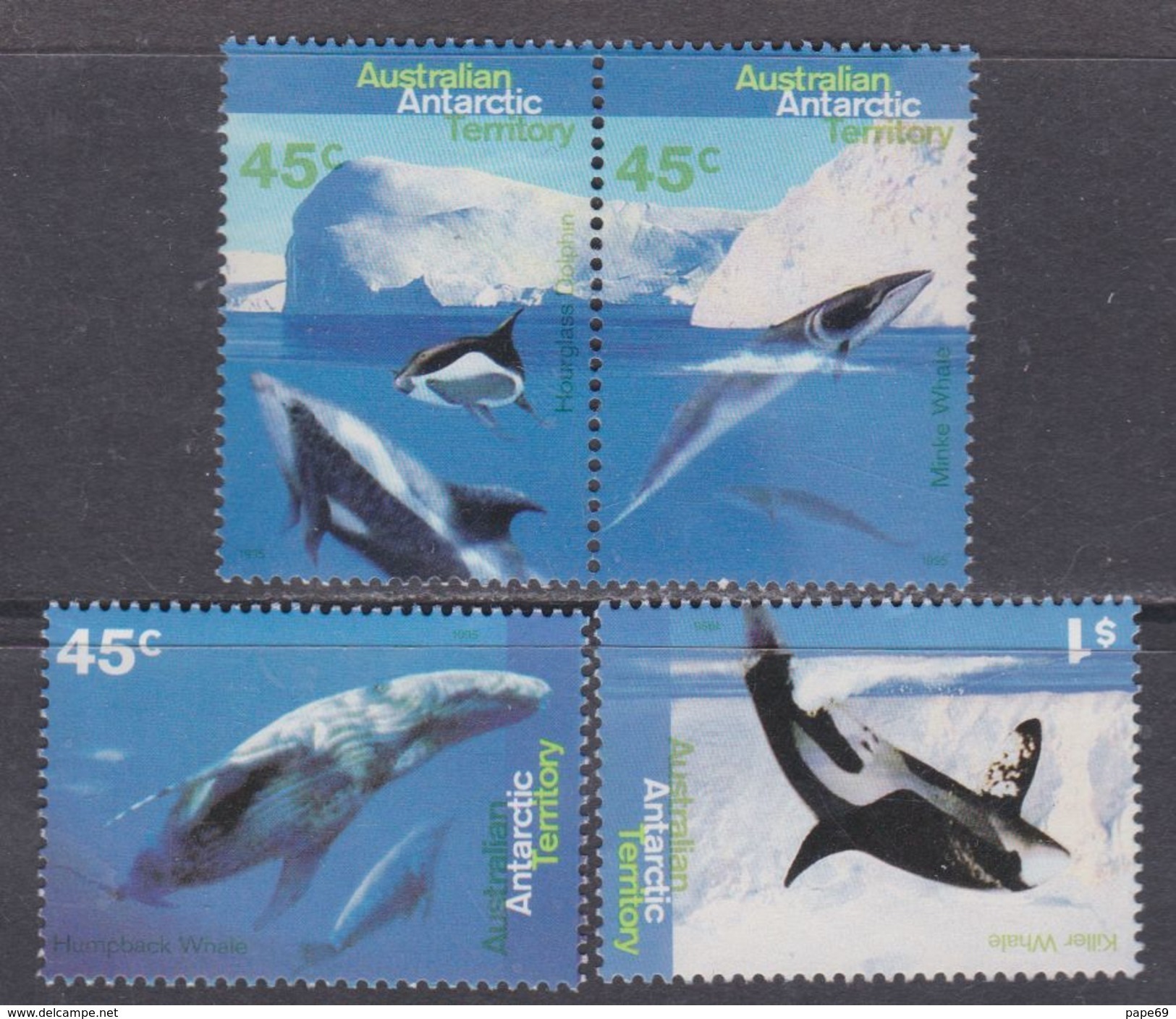 Antarctique Australien N° 102 / 05 XX  Faune Marine : Baleines Et Dauphins, Les 4 Valeurs Sans Charnière, TB - Autres & Non Classés