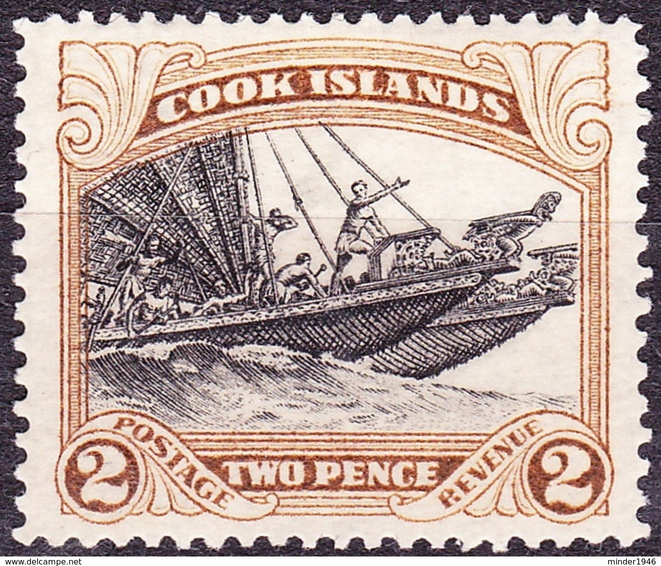 COOK ISLANDS 1936 KGV 2d Black & Brown SG108 MH - Islas Cook