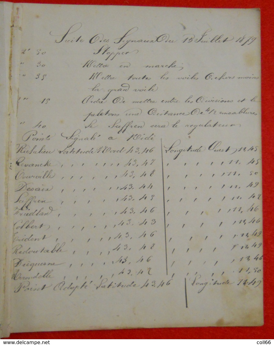 1878-79 Cahier Timonier Dateu Cuirassé Le Richelieu Commandé Marcq De Blond Vice-Amiral Cloué Marine - Schiffe