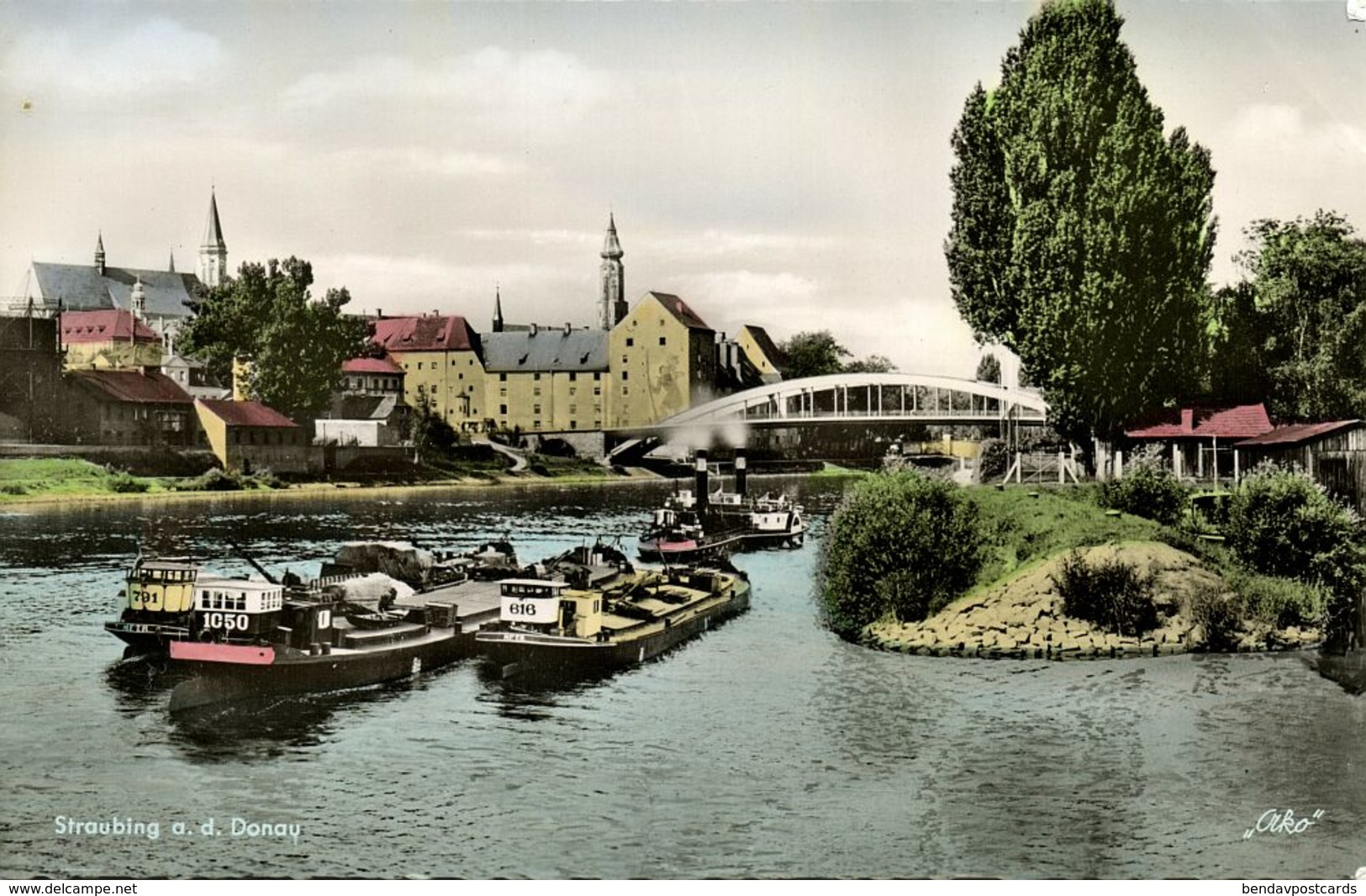 STRAUBING A.d Donau, Panorama Mit Brücke (1960s) Foto-AK - Straubing