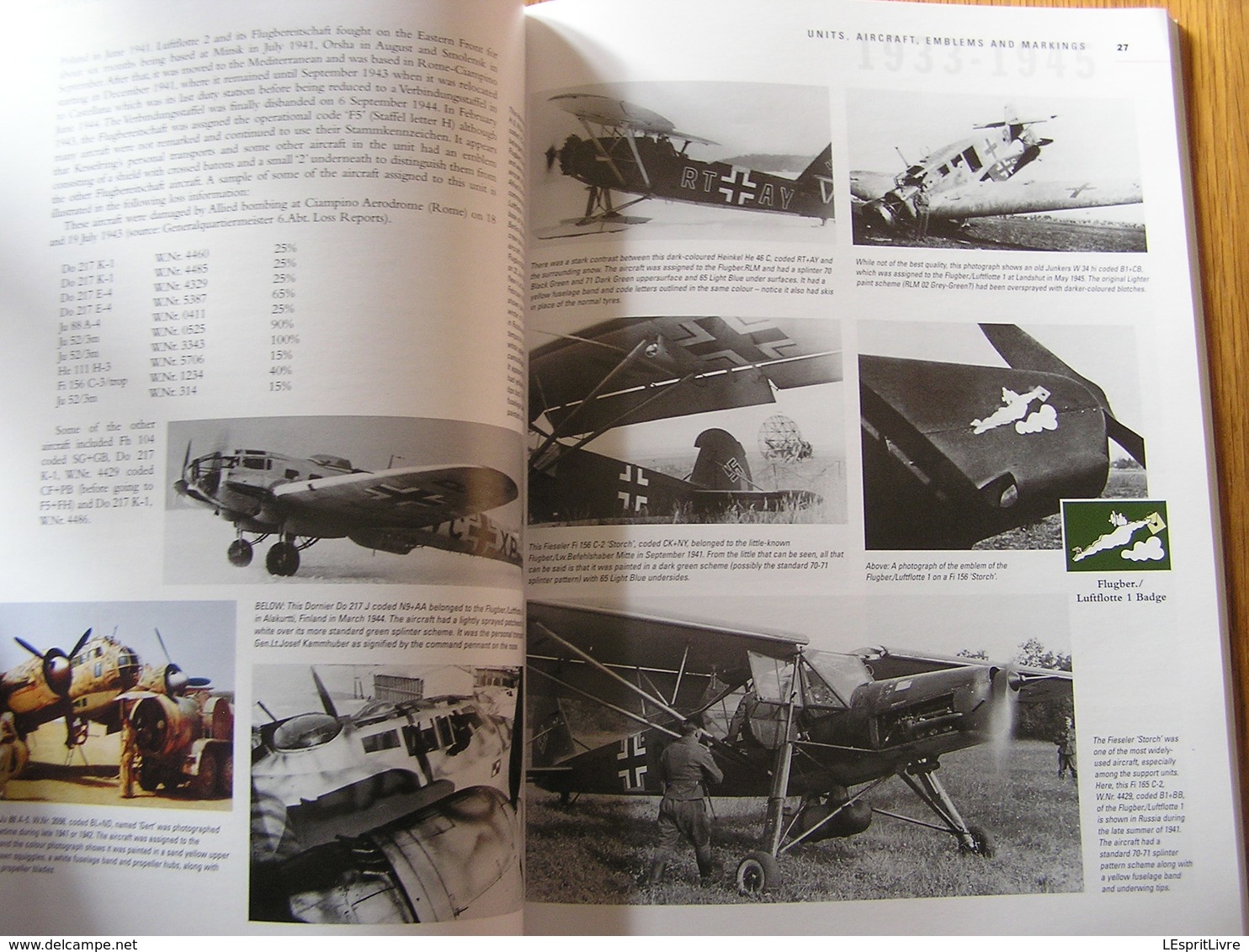 LUFTWAFFE SUPPORT UNITS Aircraft Emblems and Markings 1933 1945 Guerre 40 45 Aviation Allemande Avion Storch JU 52 FW200