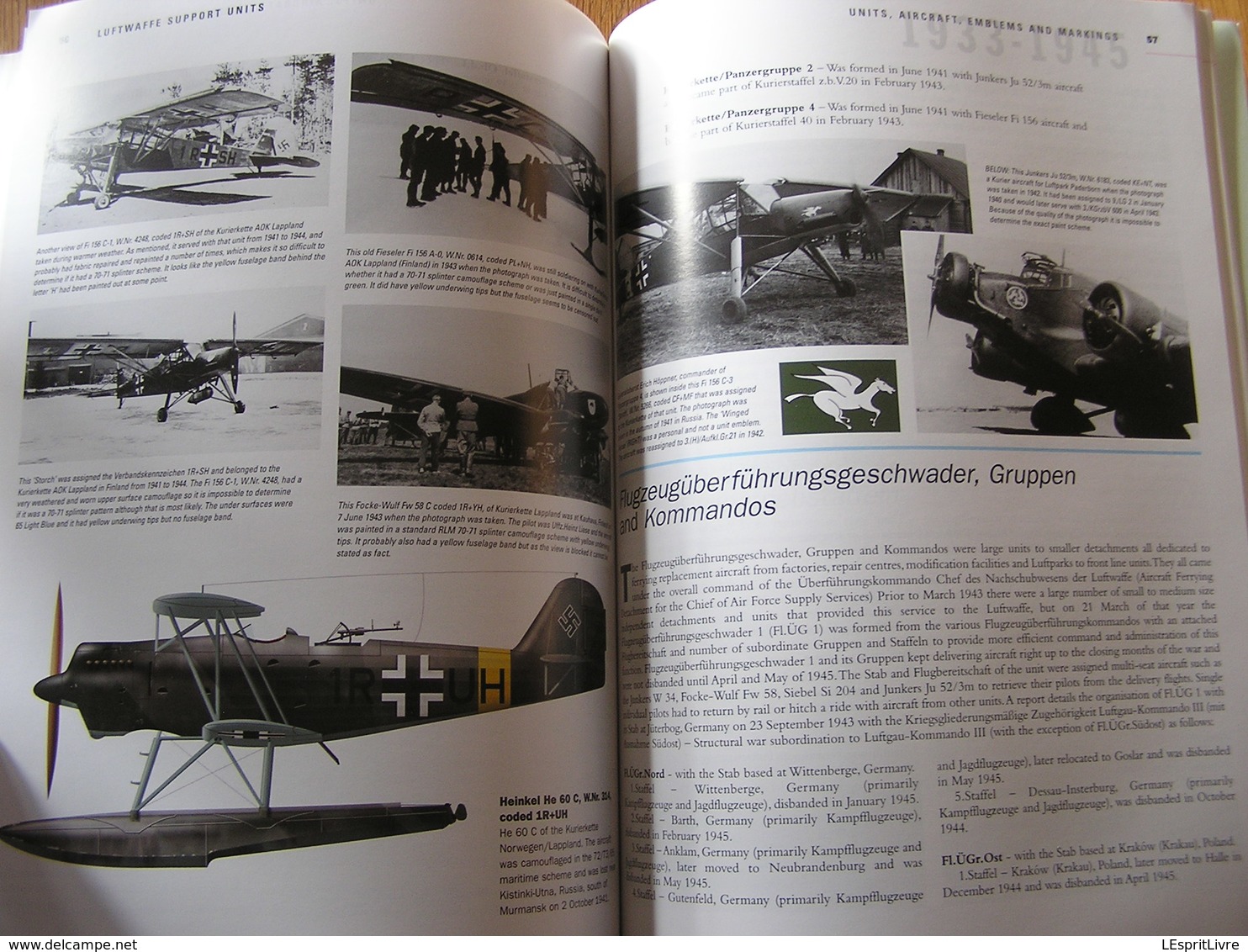 LUFTWAFFE SUPPORT UNITS Aircraft Emblems and Markings 1933 1945 Guerre 40 45 Aviation Allemande Avion Storch JU 52 FW200