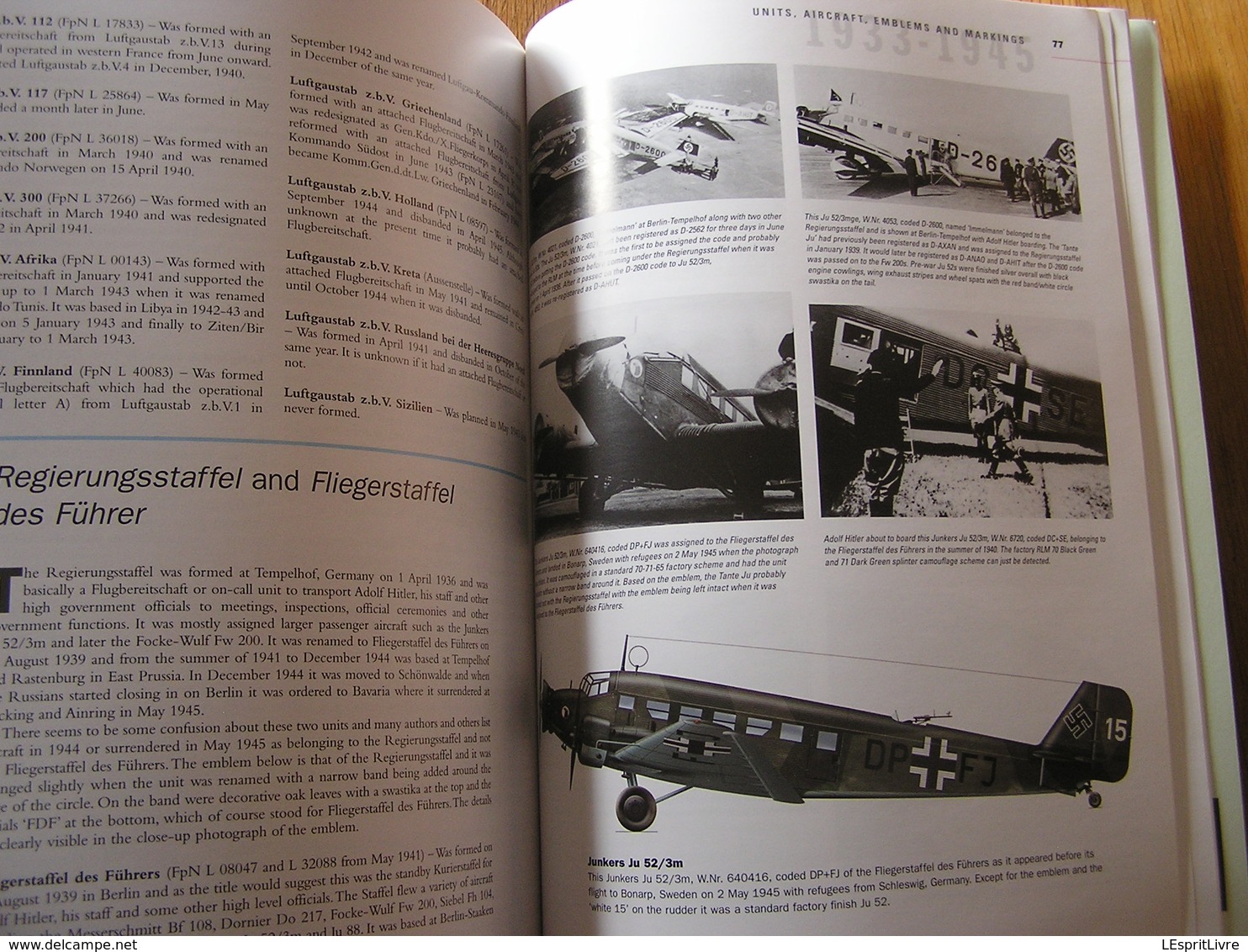 LUFTWAFFE SUPPORT UNITS Aircraft Emblems and Markings 1933 1945 Guerre 40 45 Aviation Allemande Avion Storch JU 52 FW200