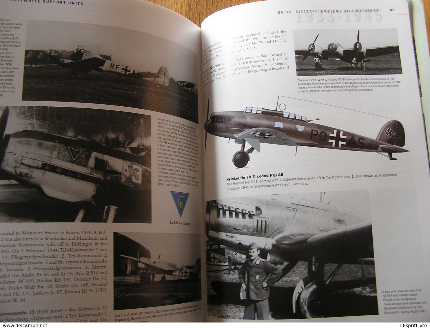 LUFTWAFFE SUPPORT UNITS Aircraft Emblems and Markings 1933 1945 Guerre 40 45 Aviation Allemande Avion Storch JU 52 FW200