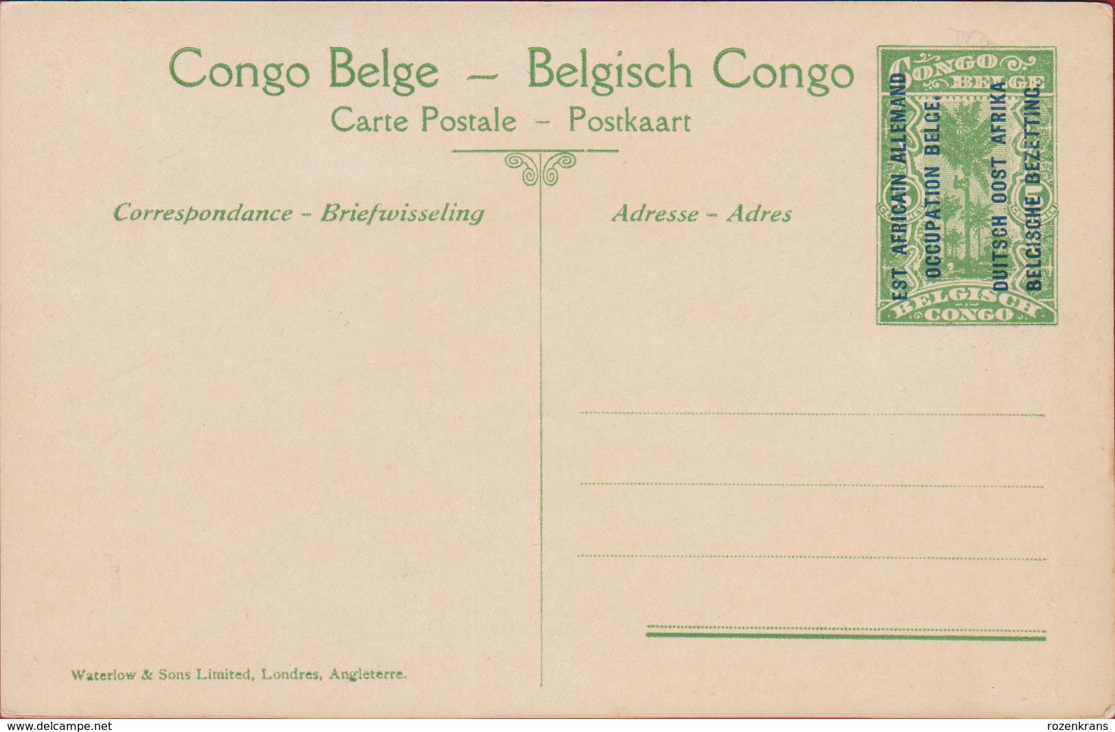 Un Pont Belgisch Congo Belge Surchargé Est Africain Allemand Occupation Belgische Bezetting Entier Postal Postwaardestuk - Entiers Postaux