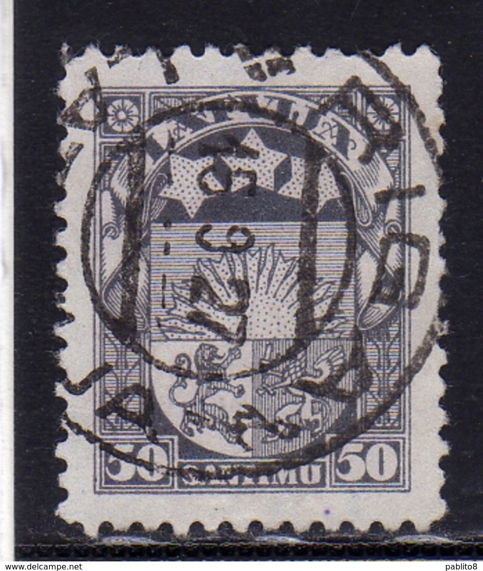 LATVIA LETTLAND LETTONIA LATVIJA 1921 1922 ARMS AND STARS FOR VIDZEME KURZEME LATGALE STEMMA 50k USATO USED OBLITERE' - Lettonia