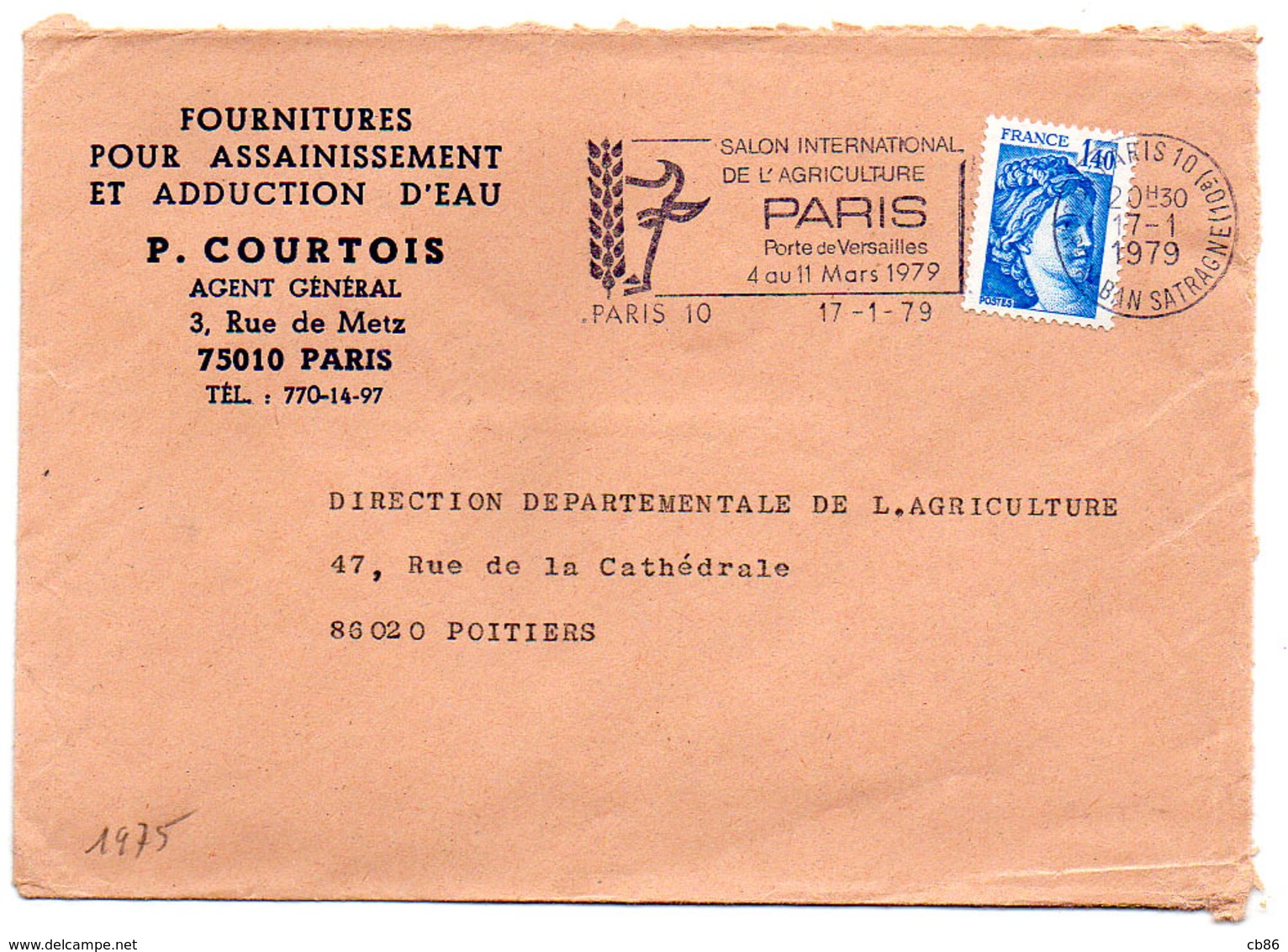 France N° 1975 Y. Et T. Paris 10 Flamme Illustrée Du 17/01/1979 Sur Lettre - 1961-....