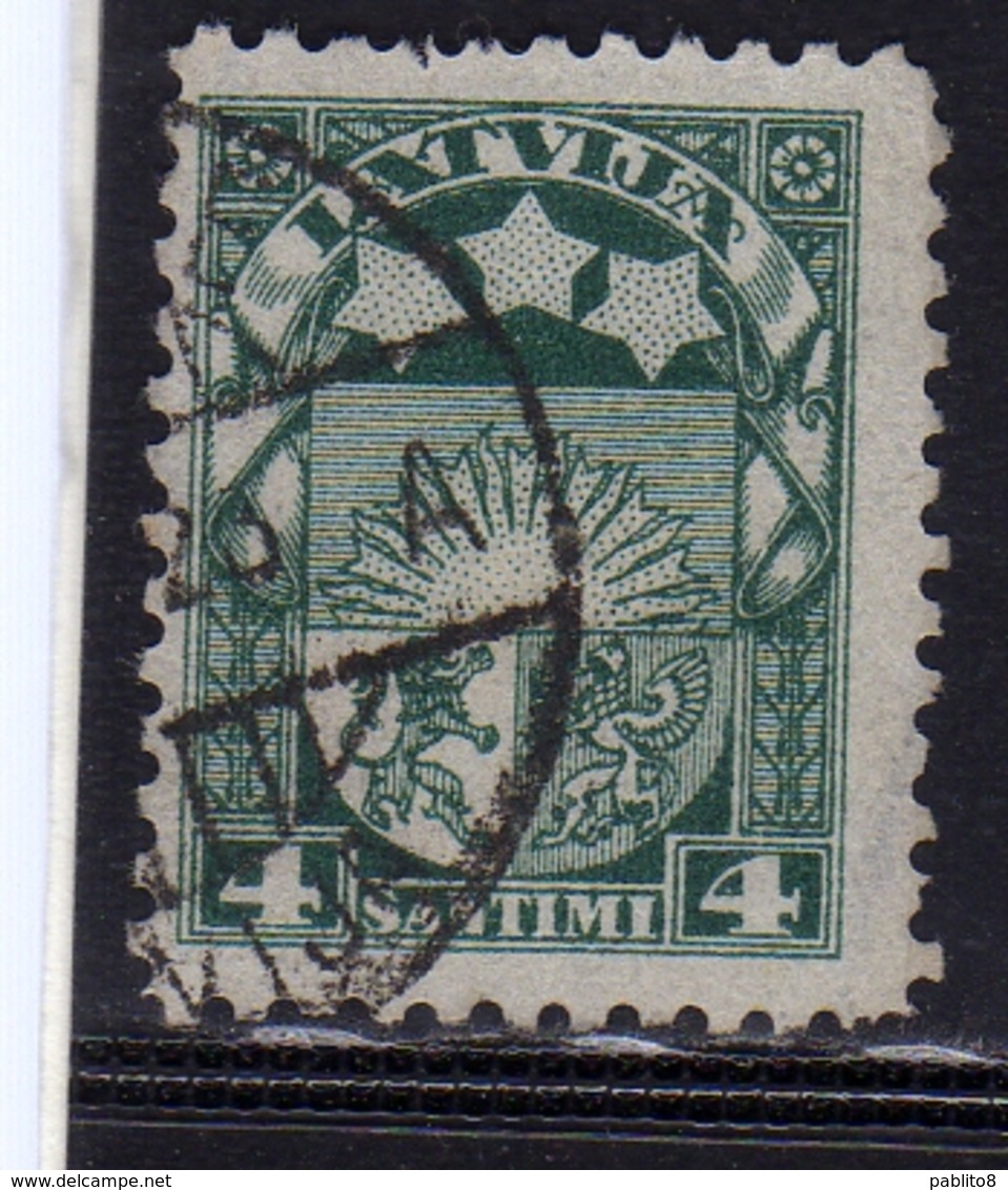 LATVIA LETTLAND LETTONIA LATVIJA 1923 1925 ARMS AND STARS FOR VIDZEME KURZEME LATGALE STEMMA 4s USATO USED OBLITERE' - Lettonia