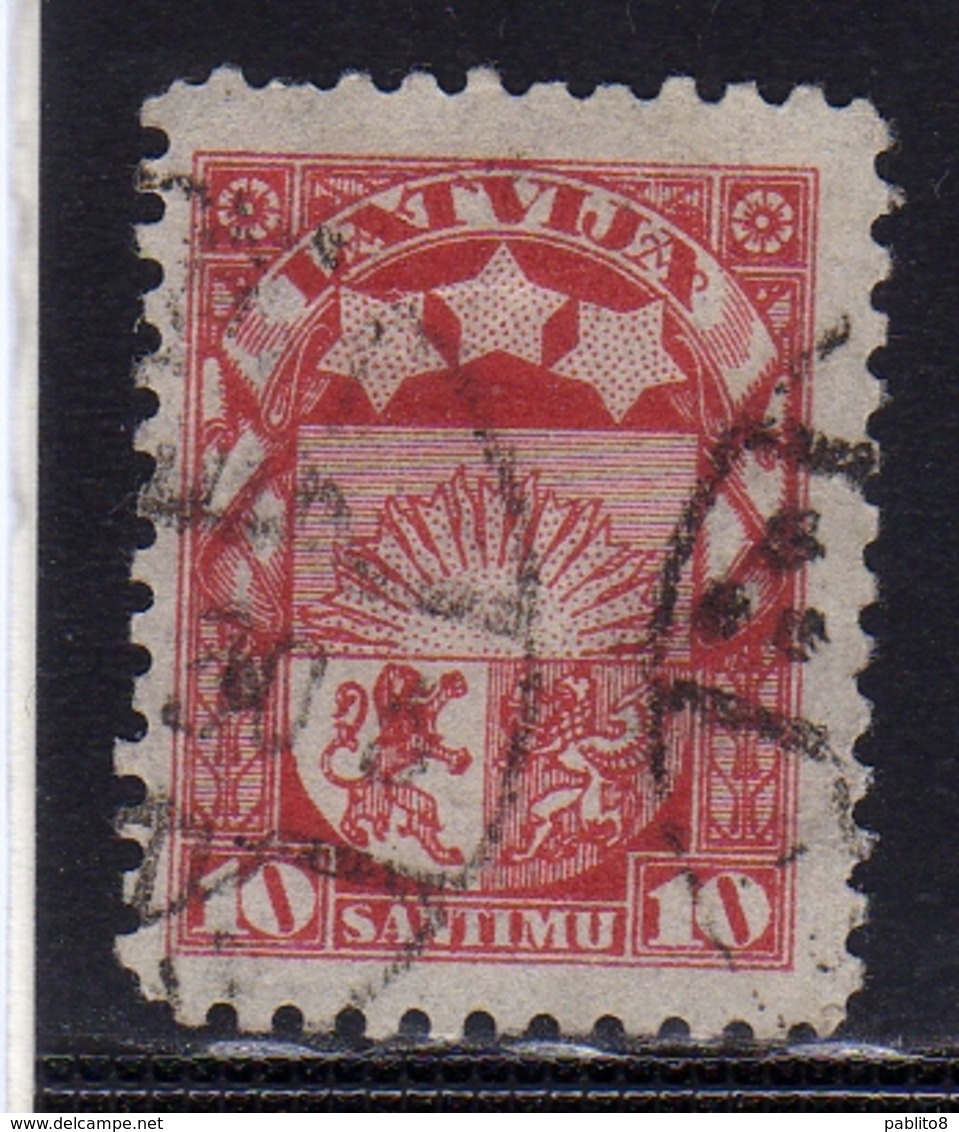 LATVIA LETTLAND LETTONIA LATVIJA 1923 1925 ARMS AND STARS FOR VIDZEME KURZEME LATGALE STEMMA 10s USATO USED OBLITERE' - Lettonia