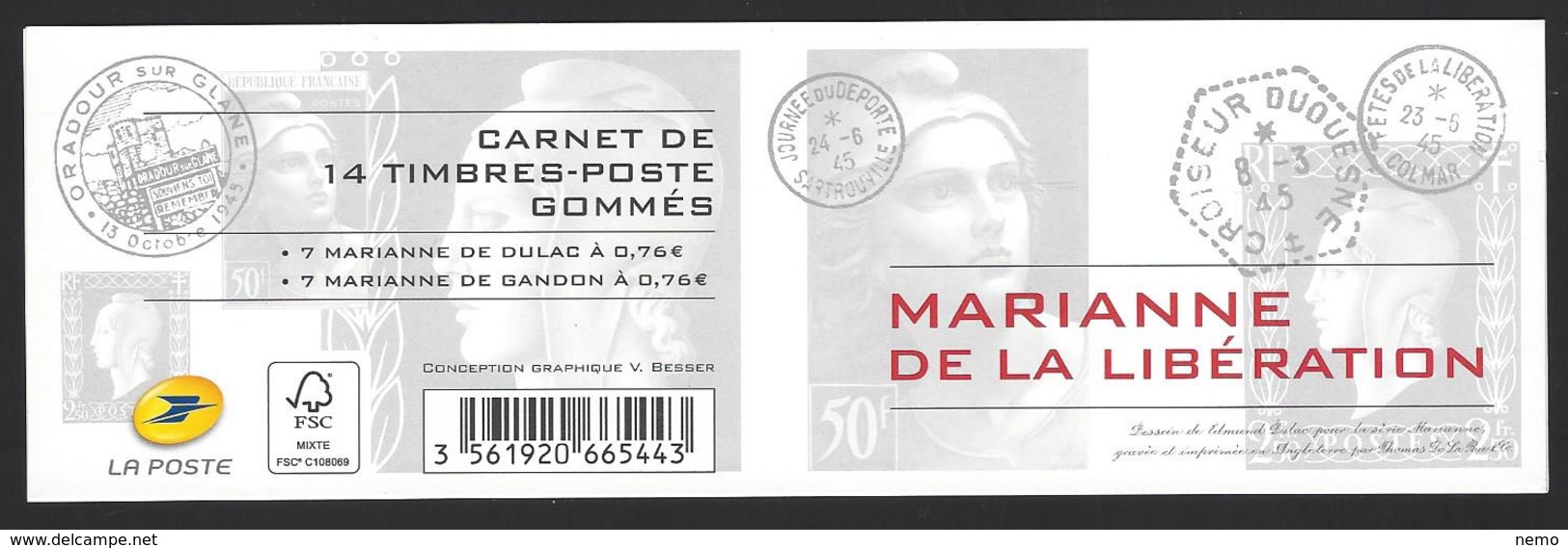 CARNET  Marianne De La Libération. Gandon-Dulac - Commémoratifs