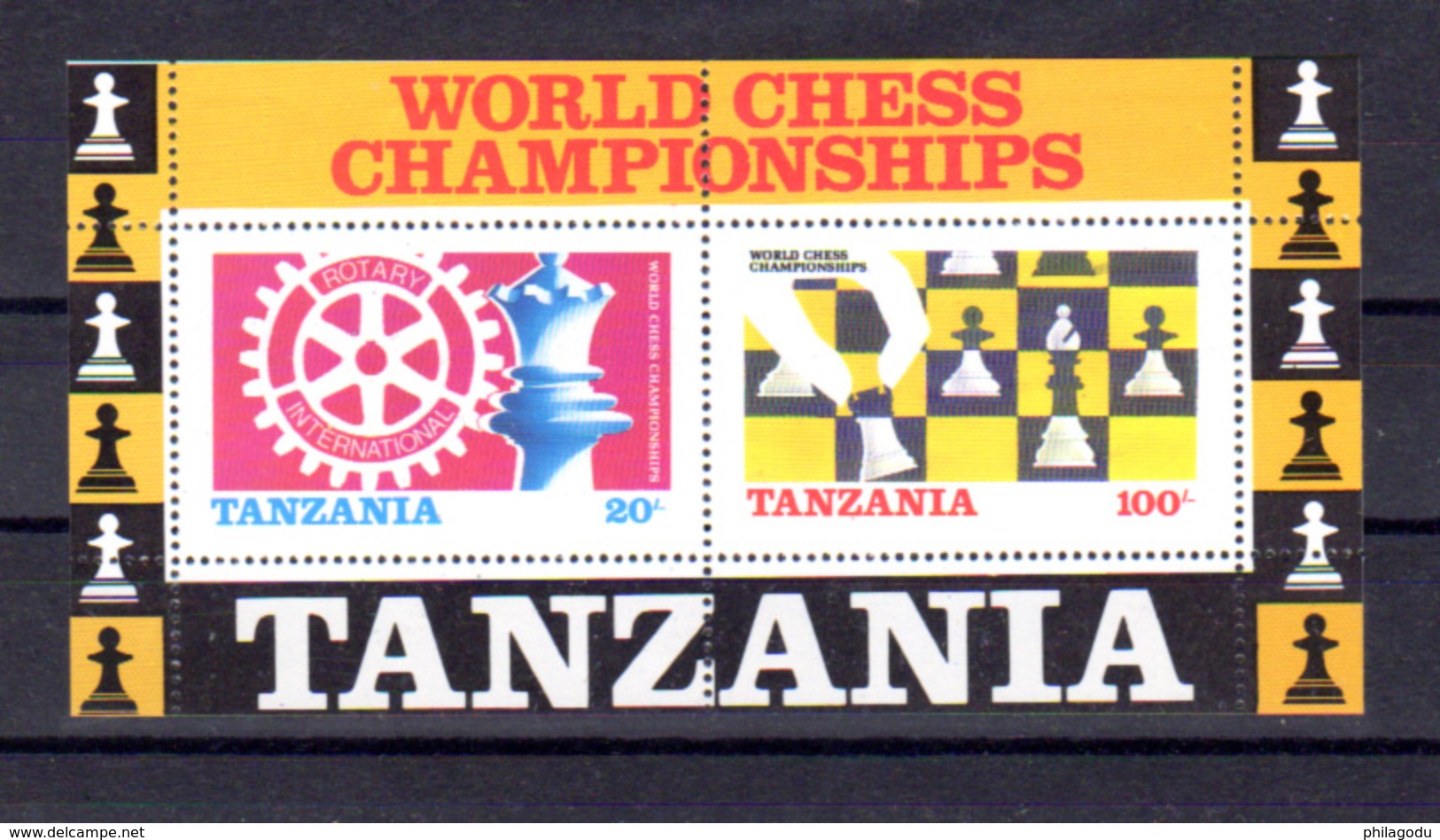 Tanzanie  1986,  Championnat Du Monde D’échecs Et Rotary, BF 44**, Cote 18 €, - Tanzanie (1964-...)