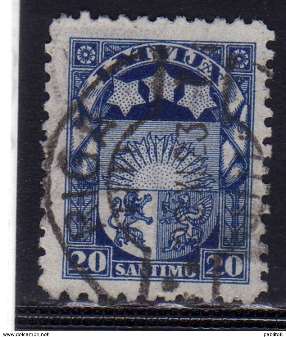 LATVIA LETTLAND LETTONIA LATVIJA 1923 1925 ARMS AND STARS FOR VIDZEME KURZEME LATGALE STEMMA 20s USATO USED OBLITERE' - Lettonia