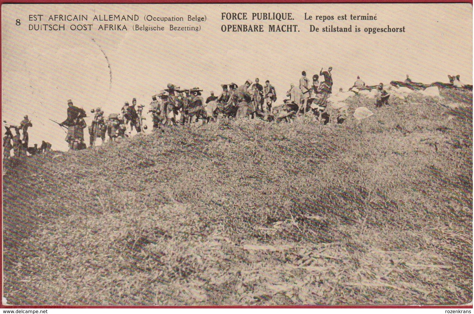 Force Publique 1918 Congo Belge Surchargé Est Africain Allemand Occupation Duits Oost Afrika Entier Postal EP KIGOMA - Entiers Postaux