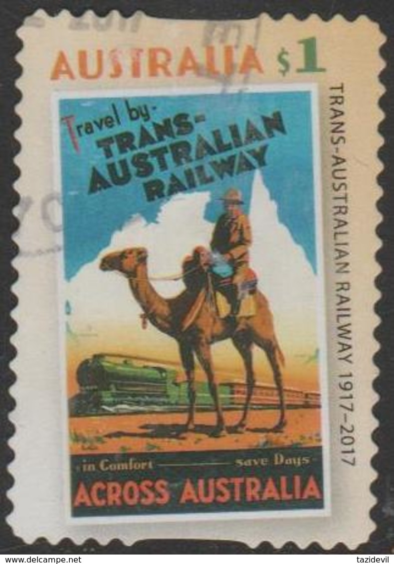 AUSTRALIA-DIE-CUT-USED 2017 $1.00 Trans-Australian Railways - Camel And Steamtrain - Used Stamps