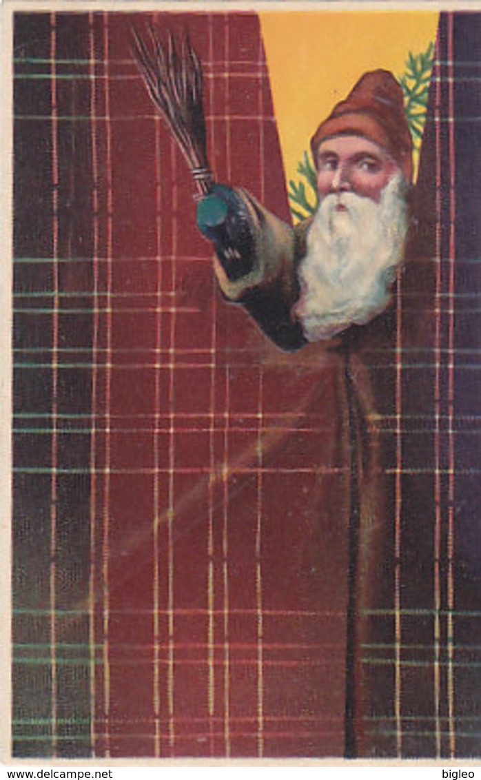 Santa Claus - 2 Embossed Cards - Santa Claus Is Looking Behind The Curtain - 1913      (A-188-191016) - Santa Claus